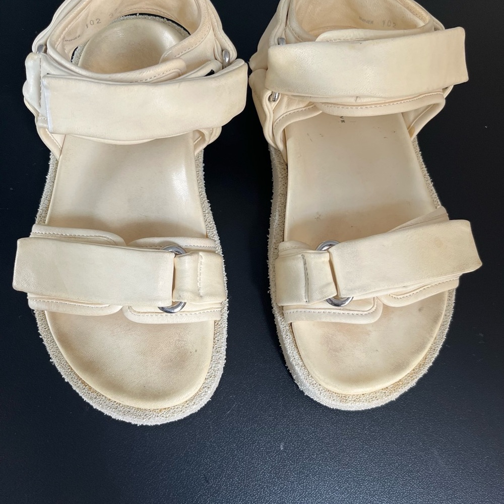 Officine Creative Cream Leather Double-Strap Sandals Made in Italy Size 37